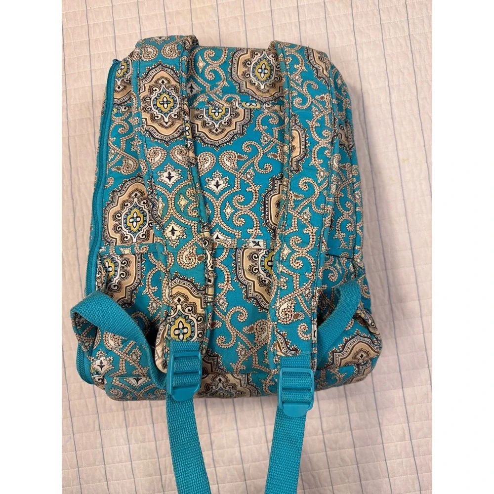 Vera Bradley Quilted Cotton Backpack & Matching Wristlet Blue Turquoise‎ Paisley